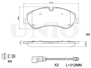 Front brake pads with sensor photo