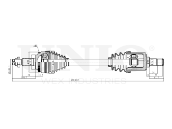 picture of Front left drive shaft assembly from UNIO
