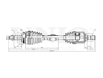 picture of Front right drive shaft assembly from UNIO