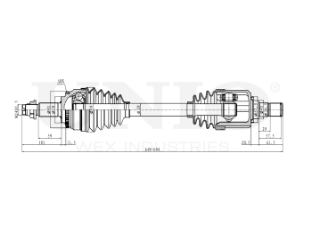 picture of Front left drive shaft assembly from UNIO