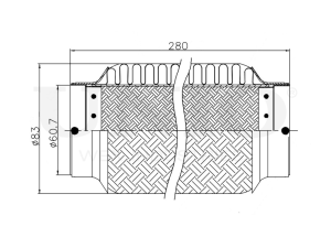 Exhaust flex pipe 60x280mm innerbraid photo
