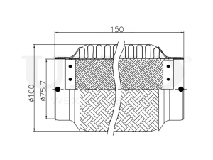 Exhaust flex pipe 75x150mm innerbraid photo