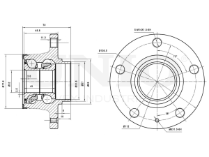 Rear hub with bearing (with ABS) photo
