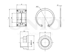Front wheel bearing kit (without ABS) photo
