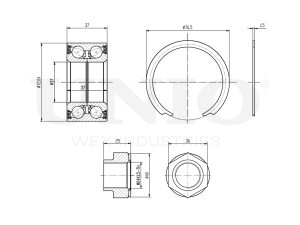 Front wheel bearing kit (without ABS) photo