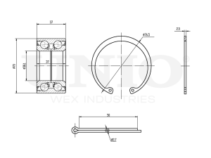 Front wheel bearing kit (without ABS) photo