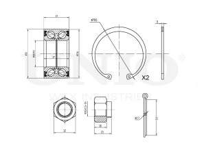 Front wheel bearing kit (without ABS) photo