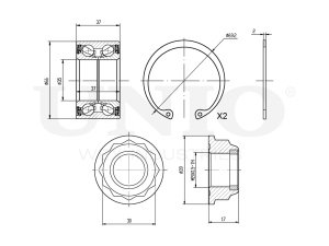 Front wheel bearing kit (without ABS) photo