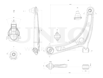 picture of Front lower left transverse control arm from UNIO