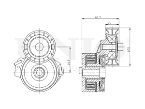 Drive belt tensioner with pulley photo