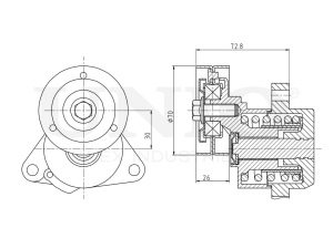 Drive belt tensioner with pulley photo