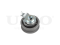 Timing belt tensioner with pulley thumb