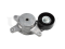 Drive belt tensioner with pulley thumb