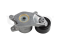 Drive belt tensioner with pulley thumb