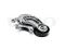 Drive belt tensioner with pulley thumb