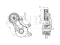 Drive belt tensioner with pulley thumb