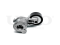 Drive belt tensioner with pulley thumb